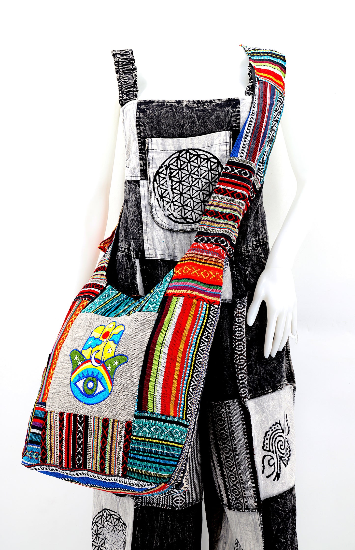 Cotton Hamsa Hand Embroidered Crossbody Bag