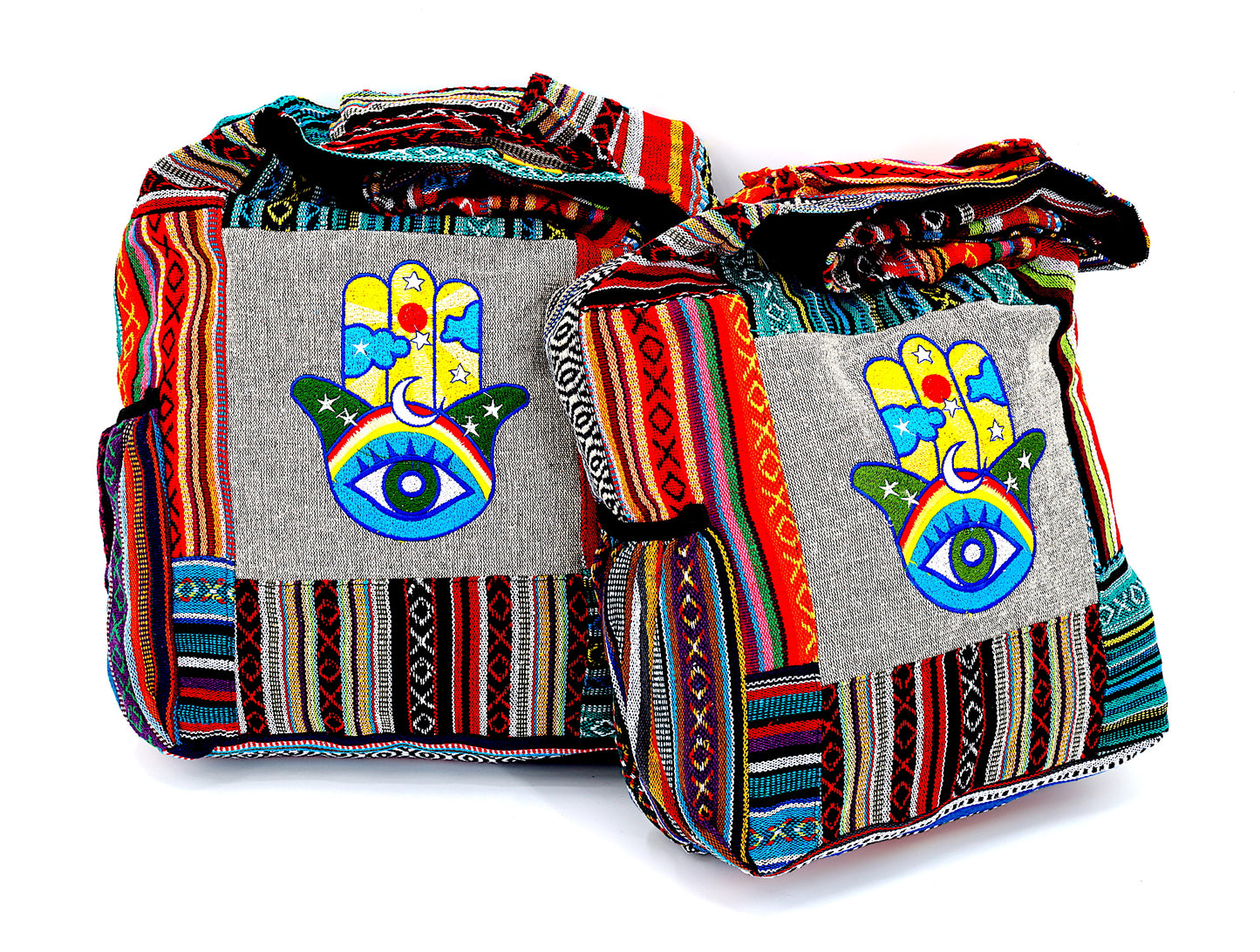 Cotton Hamsa Hand Embroidered Crossbody Bag