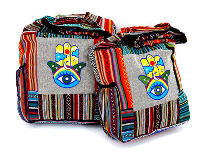 Hamsa Embroidered Crossbody | Protection Hand Cotton Messenger Bag