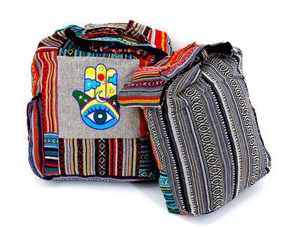 Hamsa Embroidered Crossbody | Protection Hand Cotton Messenger Bag