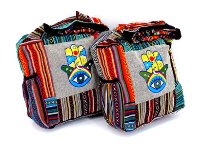 Hamsa Embroidered Crossbody | Protection Hand Cotton Messenger Bag