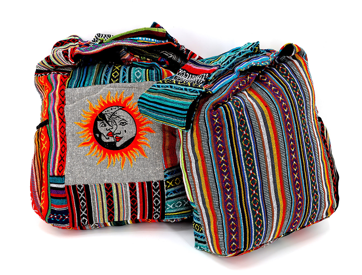 Cotton Sun and Moon Hand Embroidered Crossbody Bag