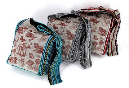 Frog Mushroom Snail Print Crossbody Bag | Forest Creatures Messenger Bag