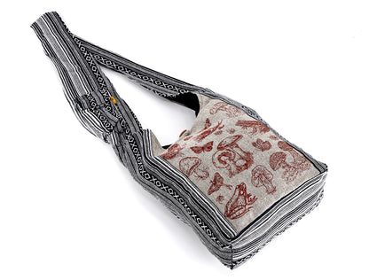 Frog Mushroom Snail Print Crossbody Bag | Forest Creatures Messenger Bag