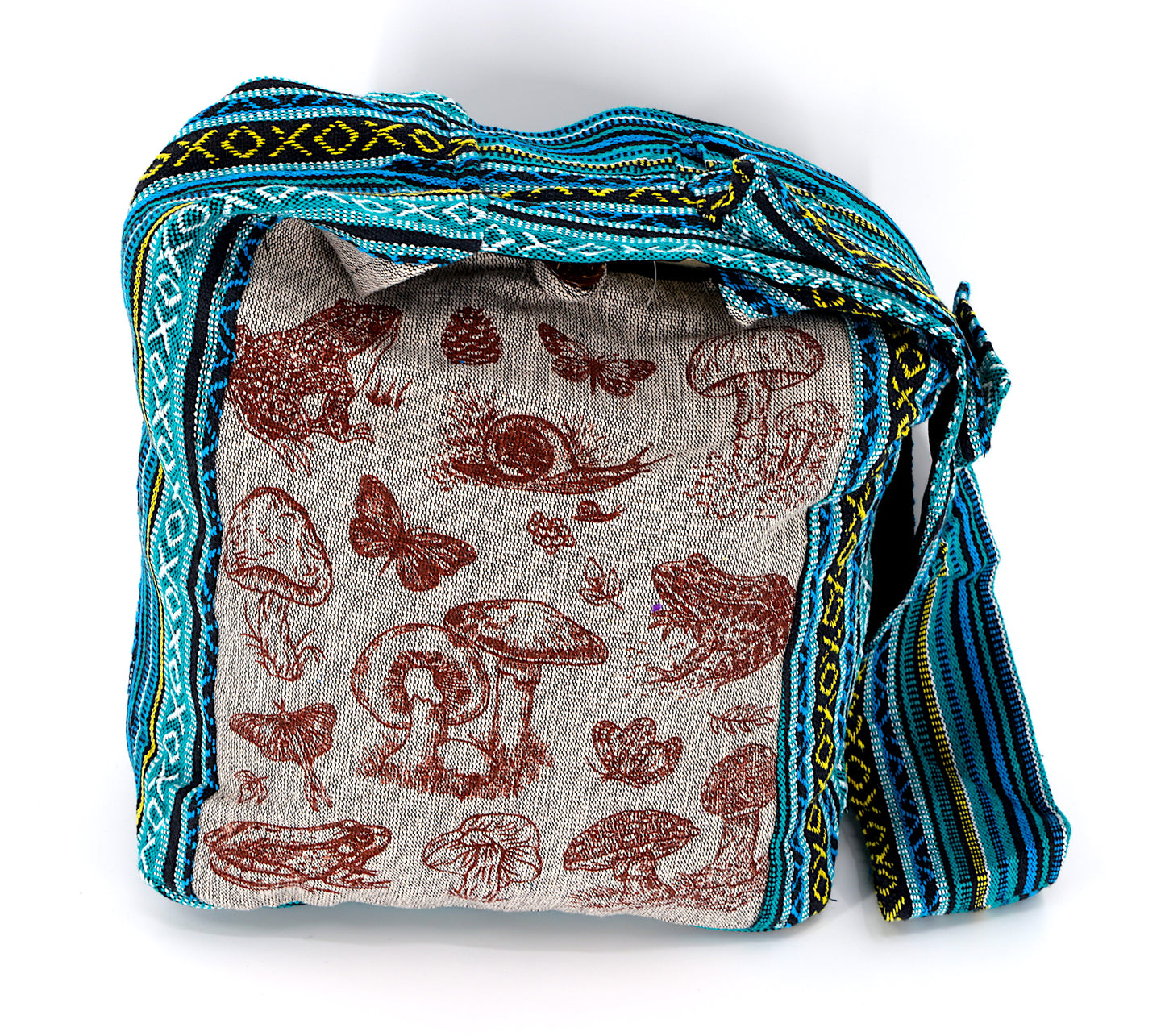 Cotton Frog, Mushroom, Snail Print Handmade Crossbody Bag