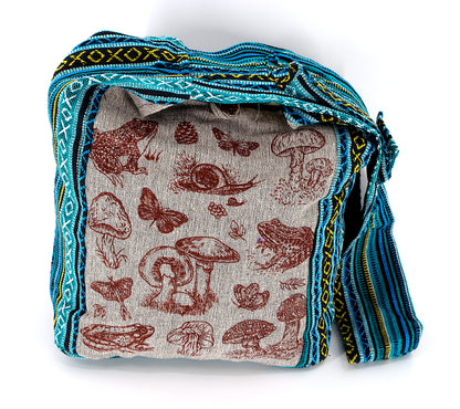 Frog Mushroom Snail Print Crossbody Bag | Forest Creatures Messenger Bag