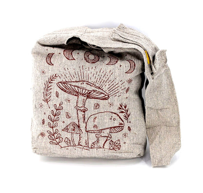 Plain Mushroom Print Crossbody | Simple Cotton Messenger Bag