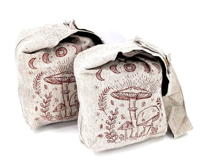 Plain Mushroom Print Crossbody | Simple Cotton Messenger Bag