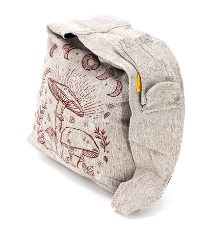 Plain Mushroom Print Crossbody | Simple Cotton Messenger Bag