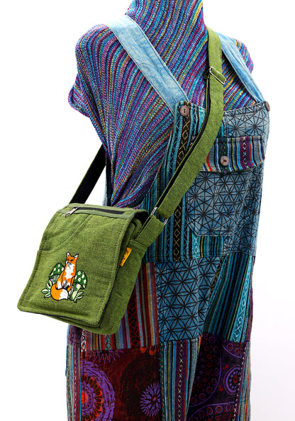 Fox Mushroom Passport Bag | Embroidered Woodland Messenger Bag