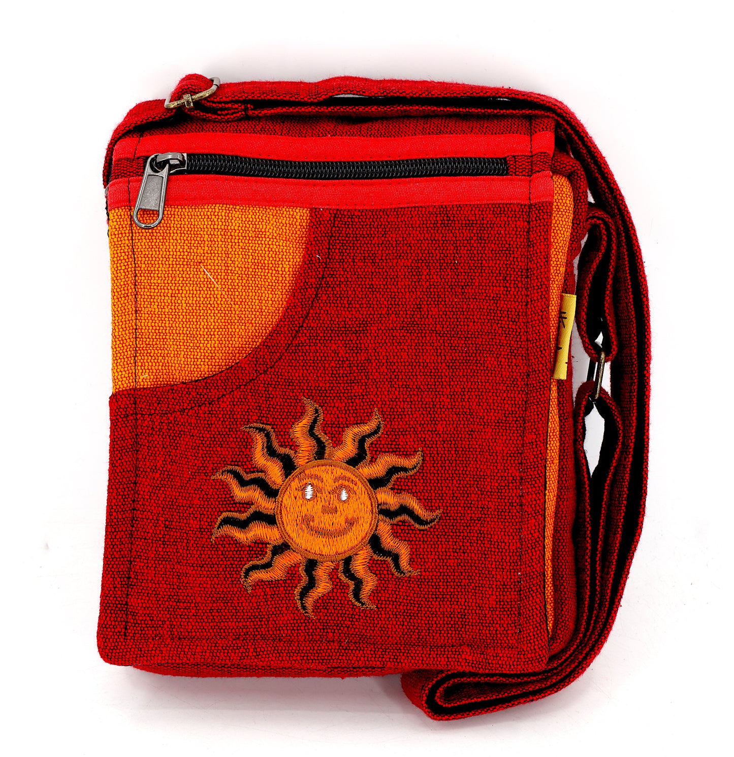 Cotton Smiling Sun Hand Embroidered Passport Bag