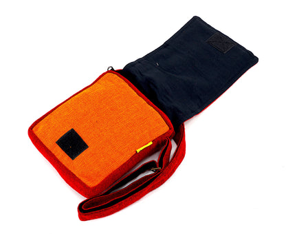 Smiling Sun Embroidered Passport Bag | Compact Messenger Bag