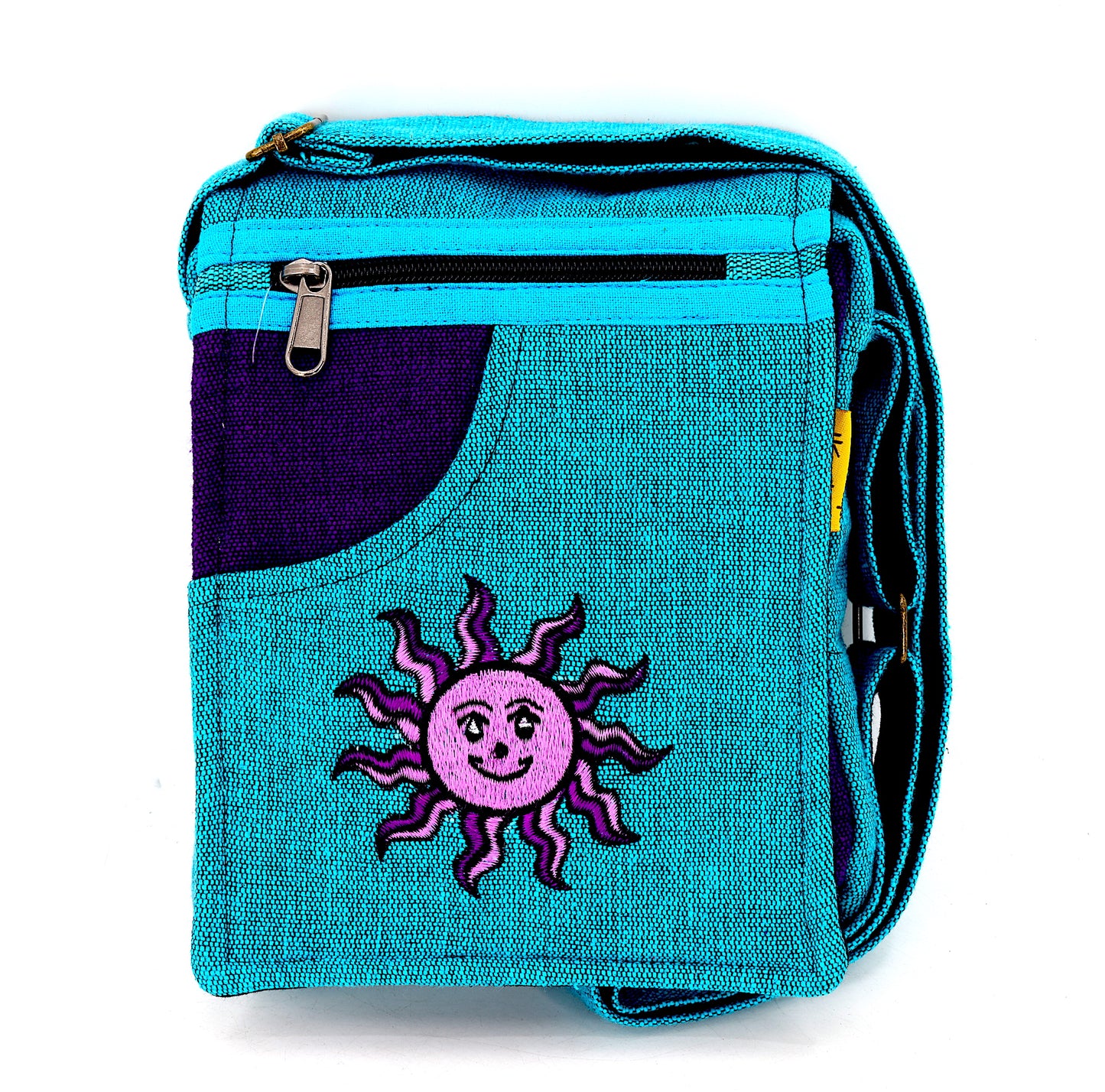 Cotton Smiling Sun Hand Embroidered Passport Bag