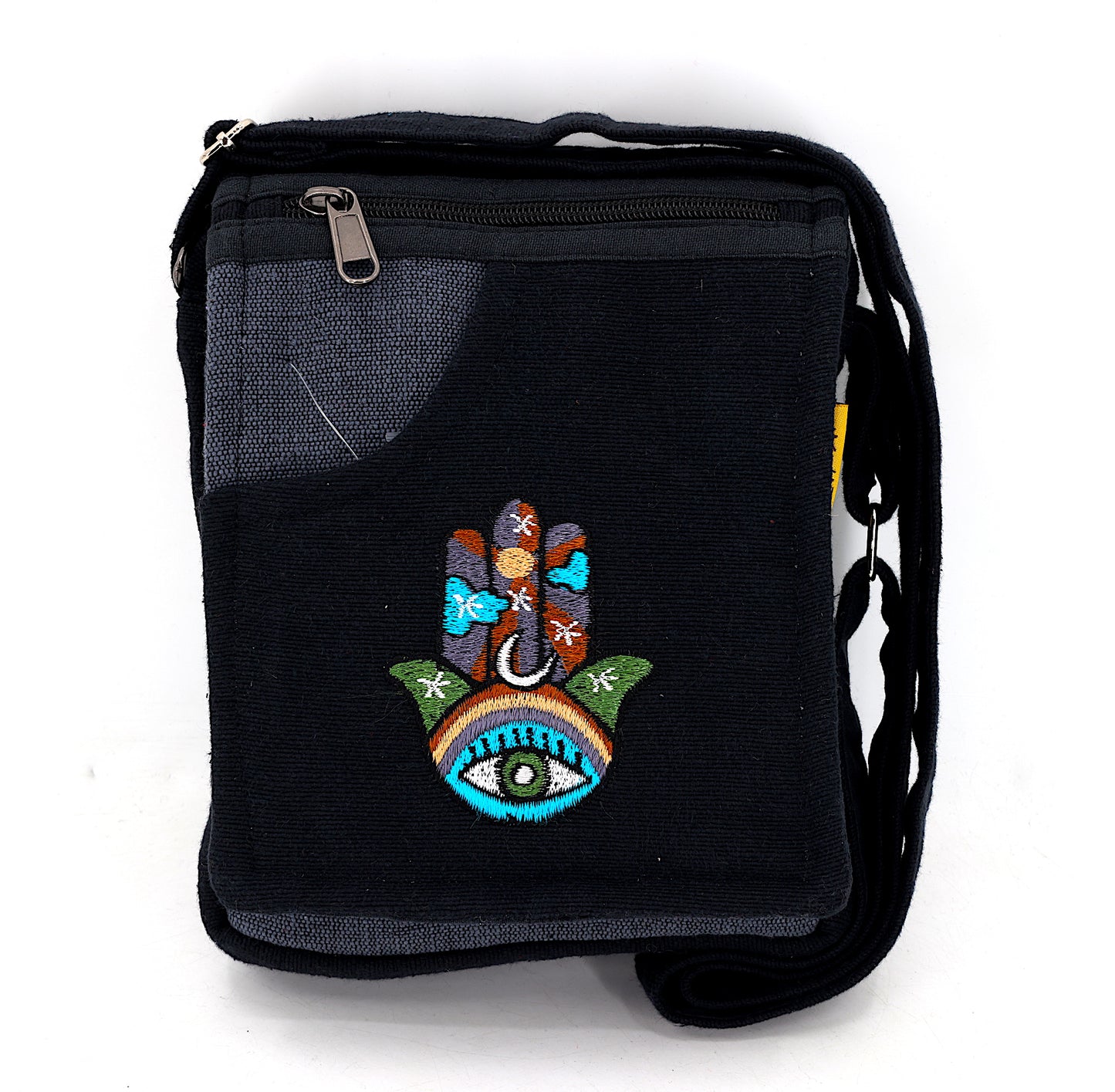 Cotton Hamsa Hand Embroidered Passport Bag