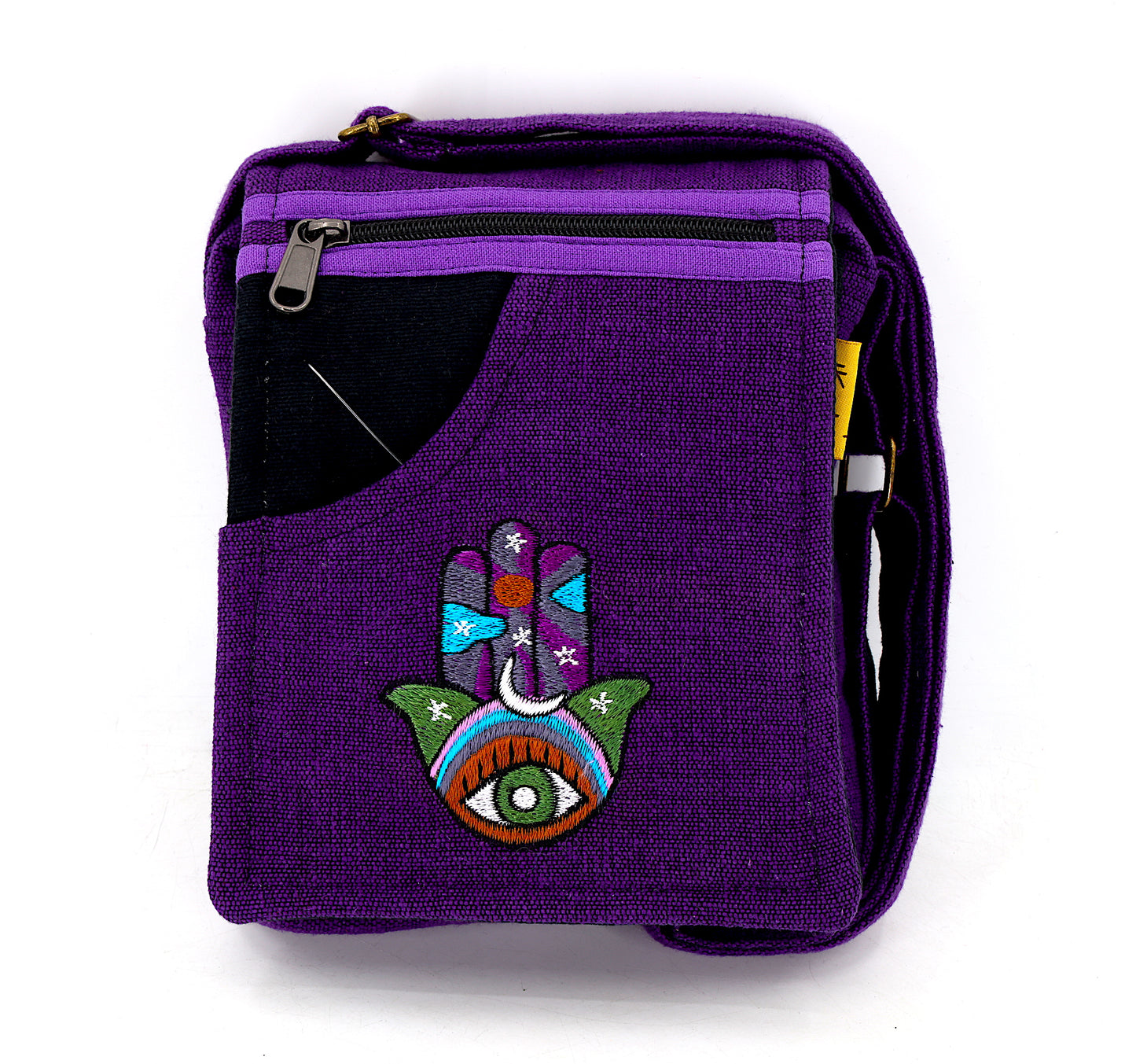 Cotton Hamsa Hand Embroidered Passport Bag