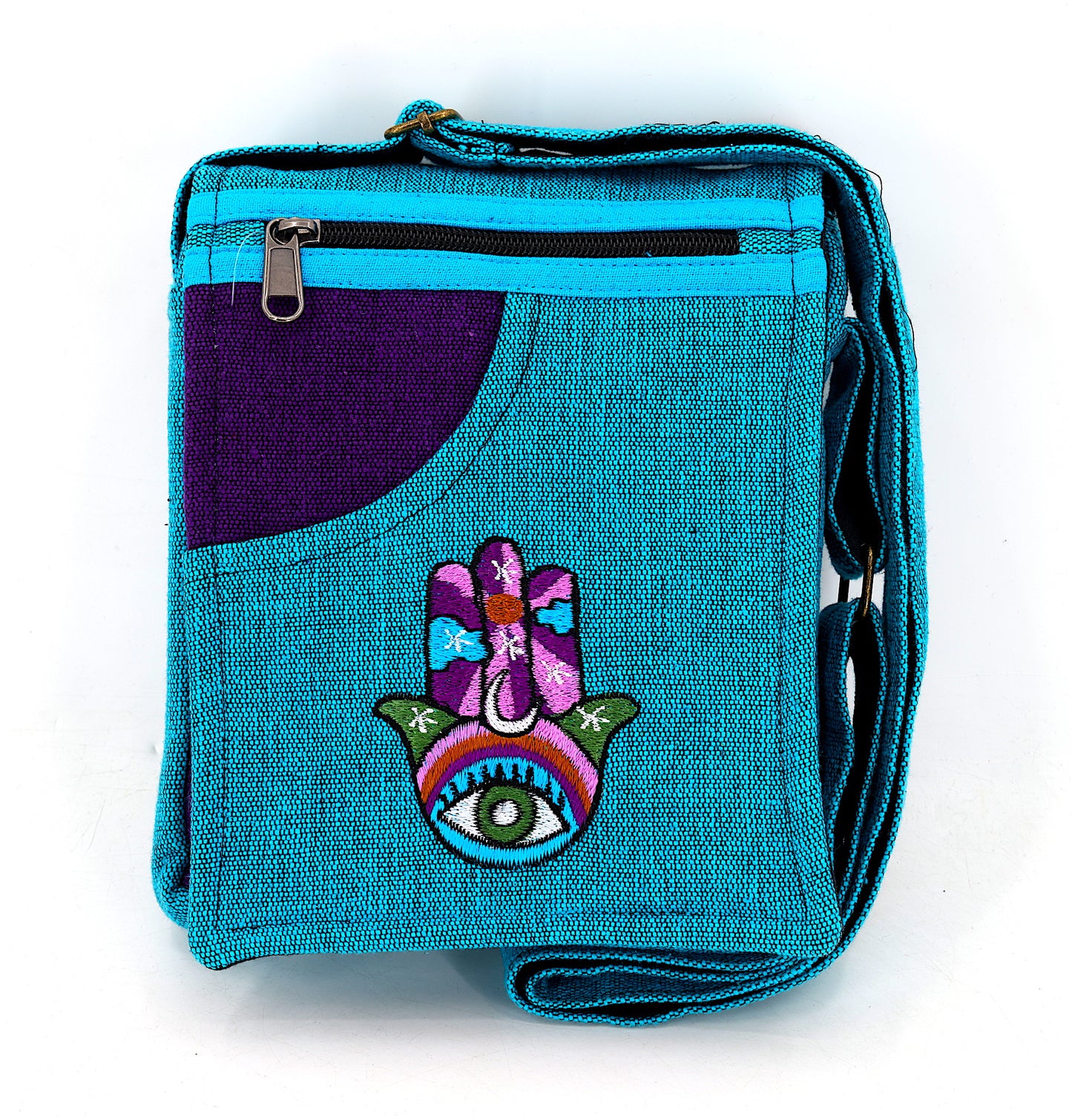 Cotton Hamsa Hand Embroidered Passport Bag