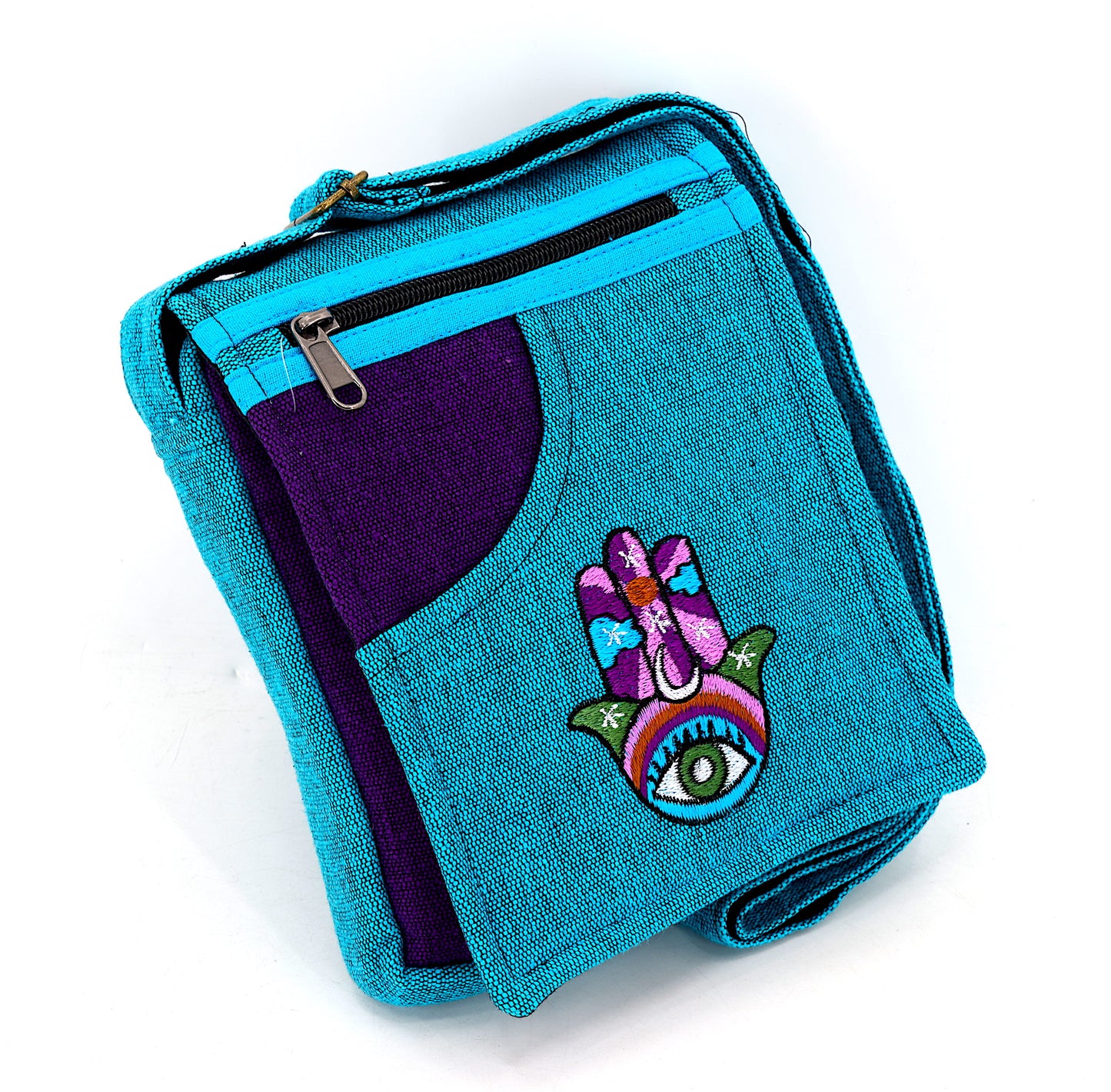 Cotton Hamsa Hand Embroidered Passport Bag