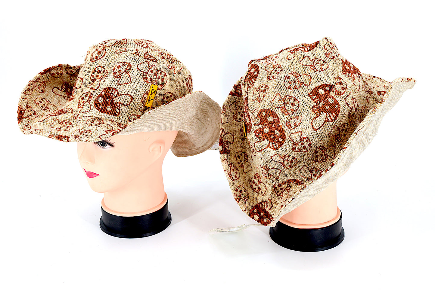 100% Hemp Hippie Handmade Mushroom Print Bohemian Hat