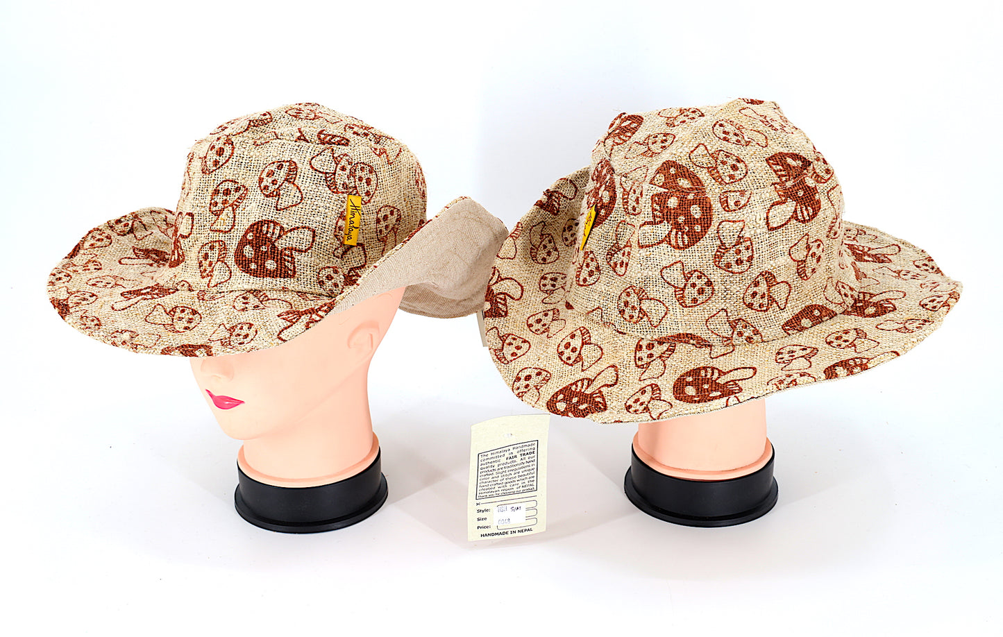 100% Hemp Hippie Handmade Mushroom Print Bohemian Hat