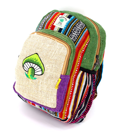 Mushroom Hemp Mini Backpack | Hand Embroidered Backpack