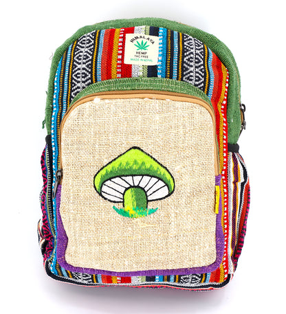 Mushroom Hemp Mini Backpack | Hand Embroidered Backpack