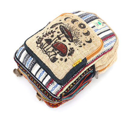 Mushroom Hemp Mini Backpack | Handmade Hemp Bag