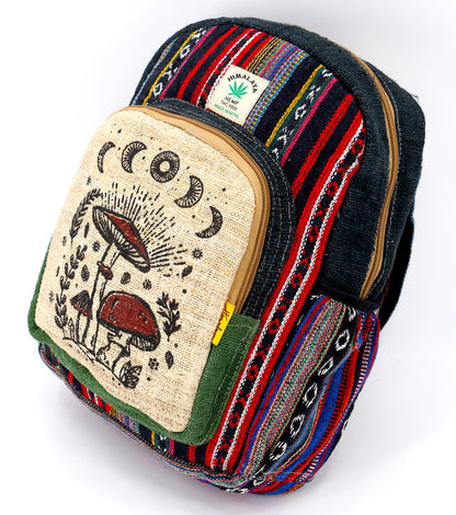 Mushroom Hemp Mini Backpack | Handmade Hemp Bag