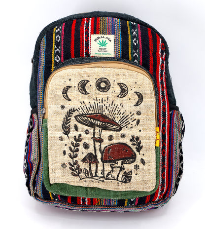 Mushroom Hemp Mini Backpack | Handmade Hemp Bag