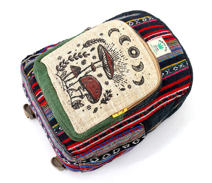 Mushroom Hemp Mini Backpack | Handmade Hemp Bag