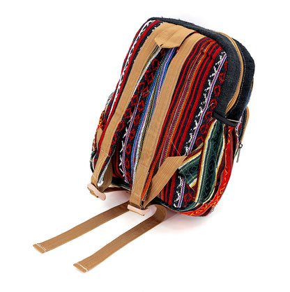 Hemp Smiling Sun Hand Embroidered Mini Backpack