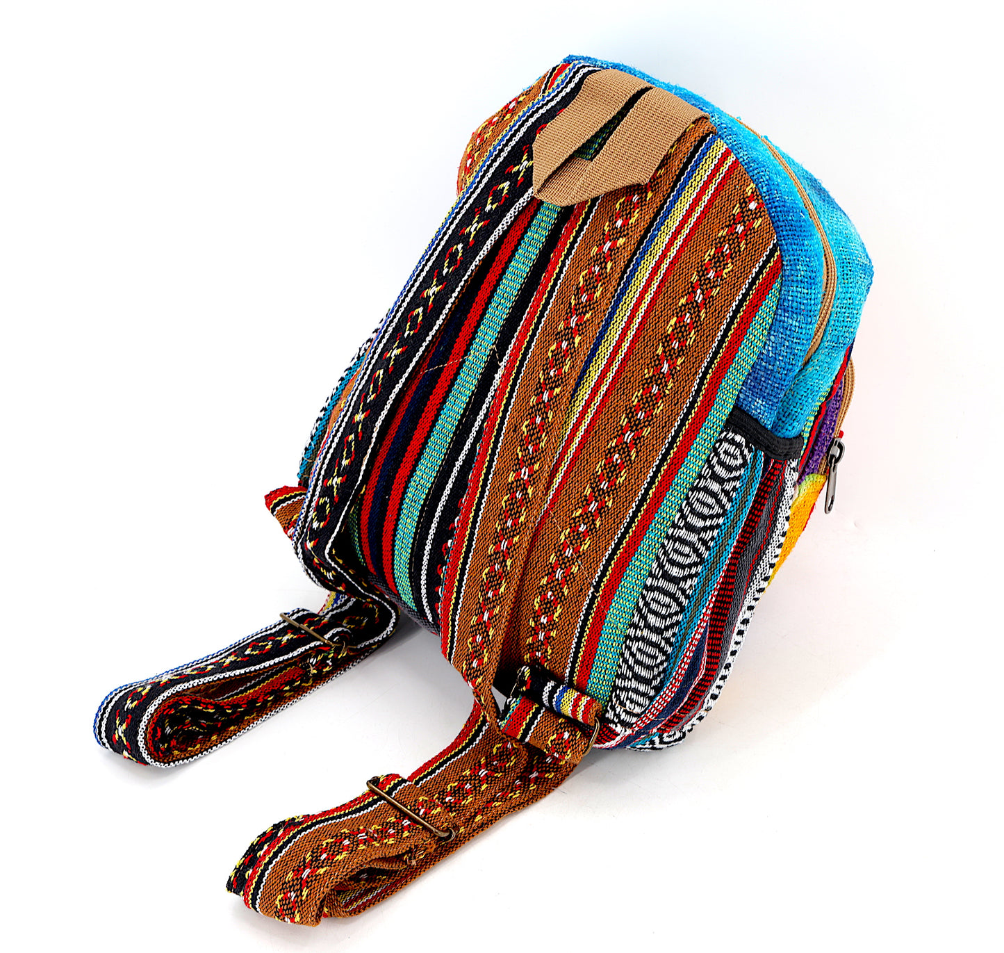 Hemp Hamsa Hand Embroidered Tie Dye Small Backpack