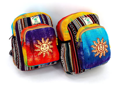 Smiling Sun Hemp Small Backpack | Tie Dye Accessory Bag