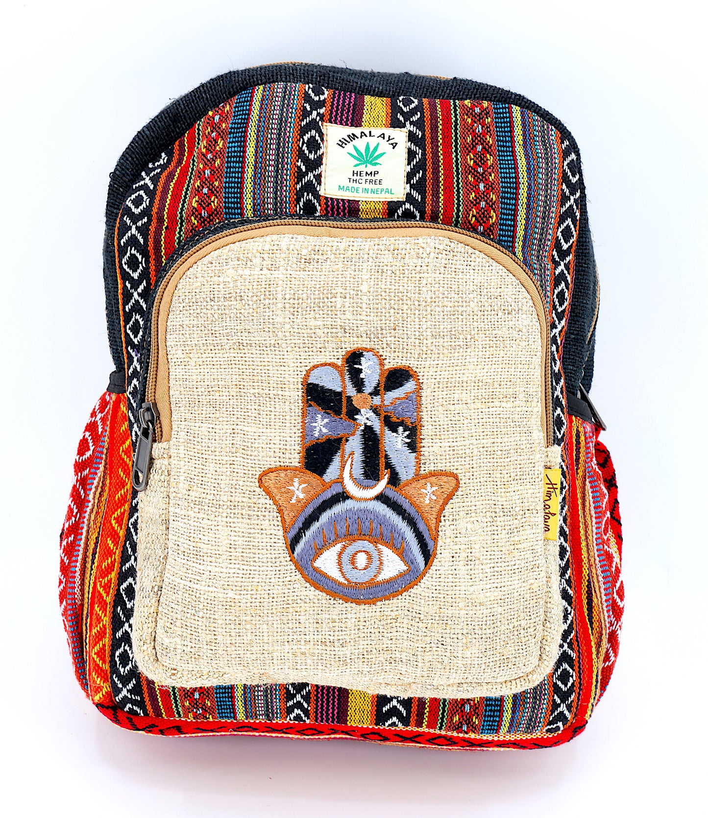 Hemp Hamsa Hand Embroidered Mini Backpack