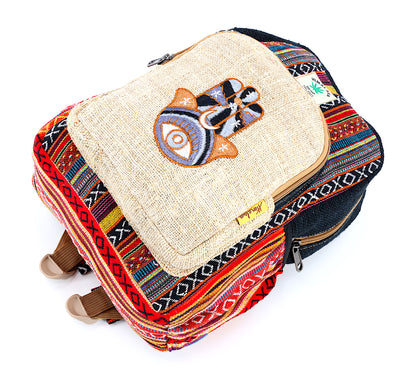 Hemp Hamsa Hand Embroidered Mini Backpack