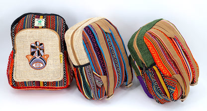 Hemp Hamsa Hand Embroidered Mini Backpack