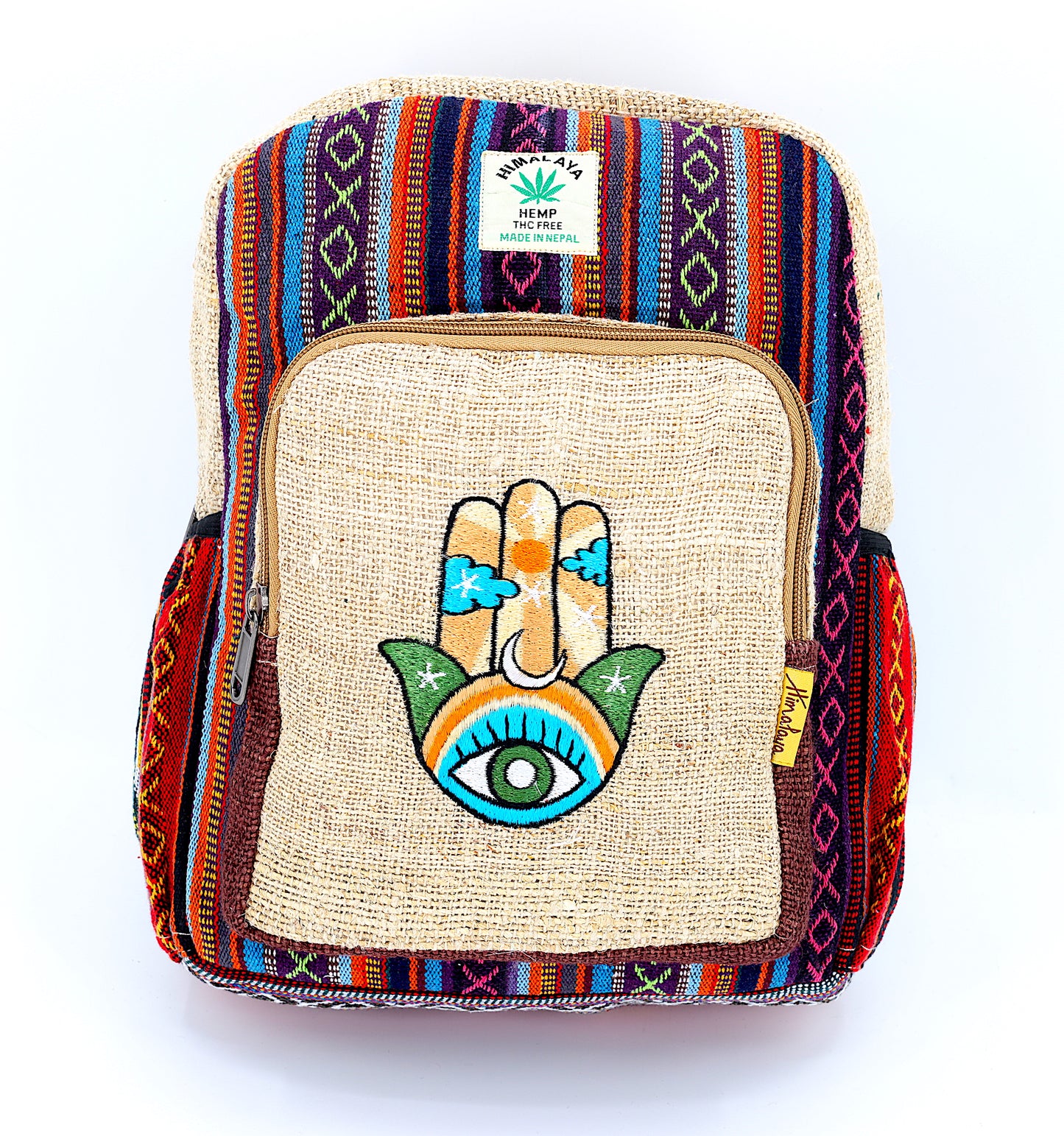 Hemp Hamsa Hand Embroidered Mini Backpack