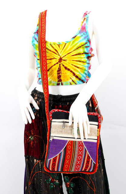 Hemp Gheri Mix Messenger Bag | Crossbody Bag