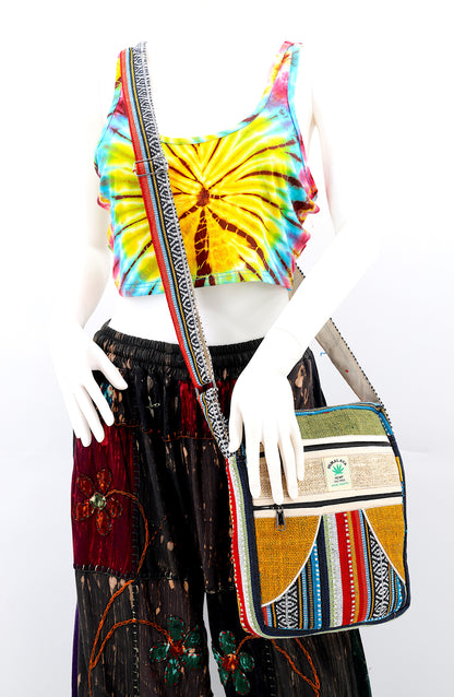 Hemp Gheri Mix Messenger Bag | Crossbody Bag