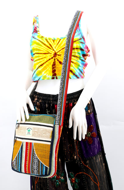 Hemp Gheri Mix Messenger Bag | Crossbody Bag