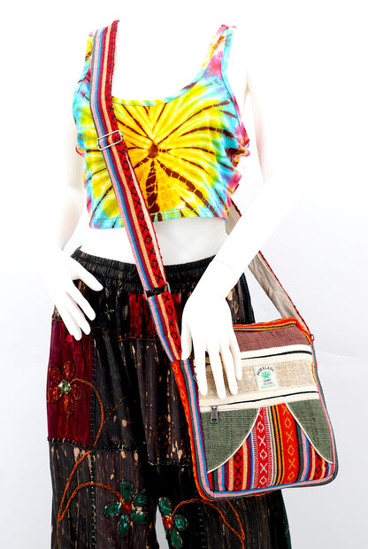 Hemp Gheri Mix Messenger Bag | Crossbody Bag