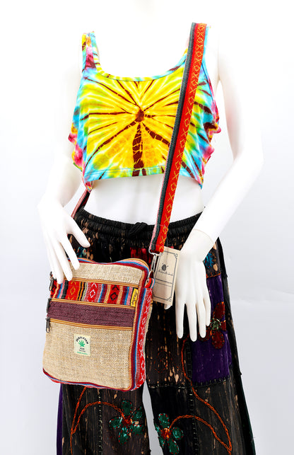Hemp Gheri Messenger Bag | Small Handmade Crossbody Bag