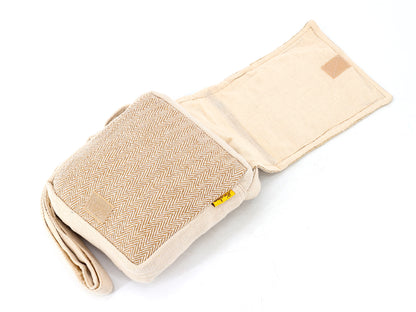 Frog Mushroom Hemp Passport Bag | Hand Embroidered Messenger Bag
