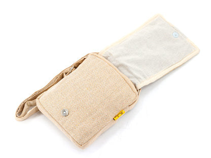 Fox Mushroom Hemp Passport Bag | Hand Embroidered Messenger Bag