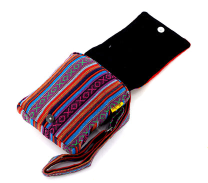 Fox Mushroom Hemp Passport Bag | Hand Embroidered Messenger Bag