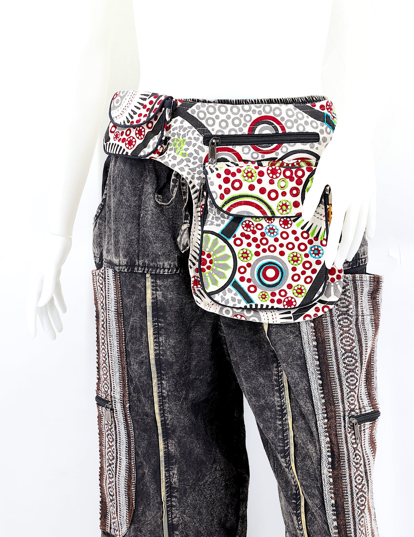 Cotton Crazy Pattern Hand Embroidered Fanny Pack