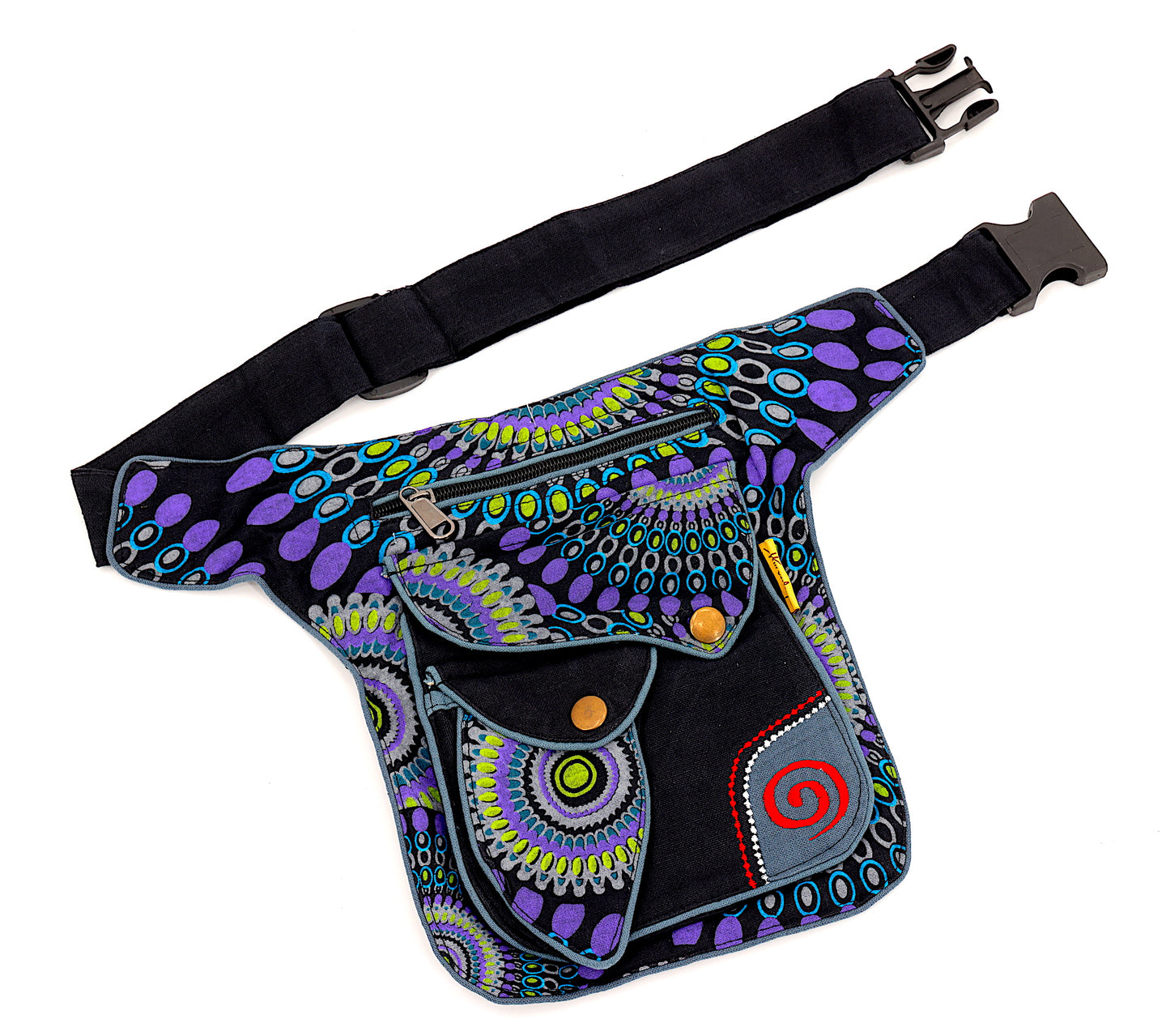 Cotton Colorful Swirl Hand Embroidered Fanny Pack