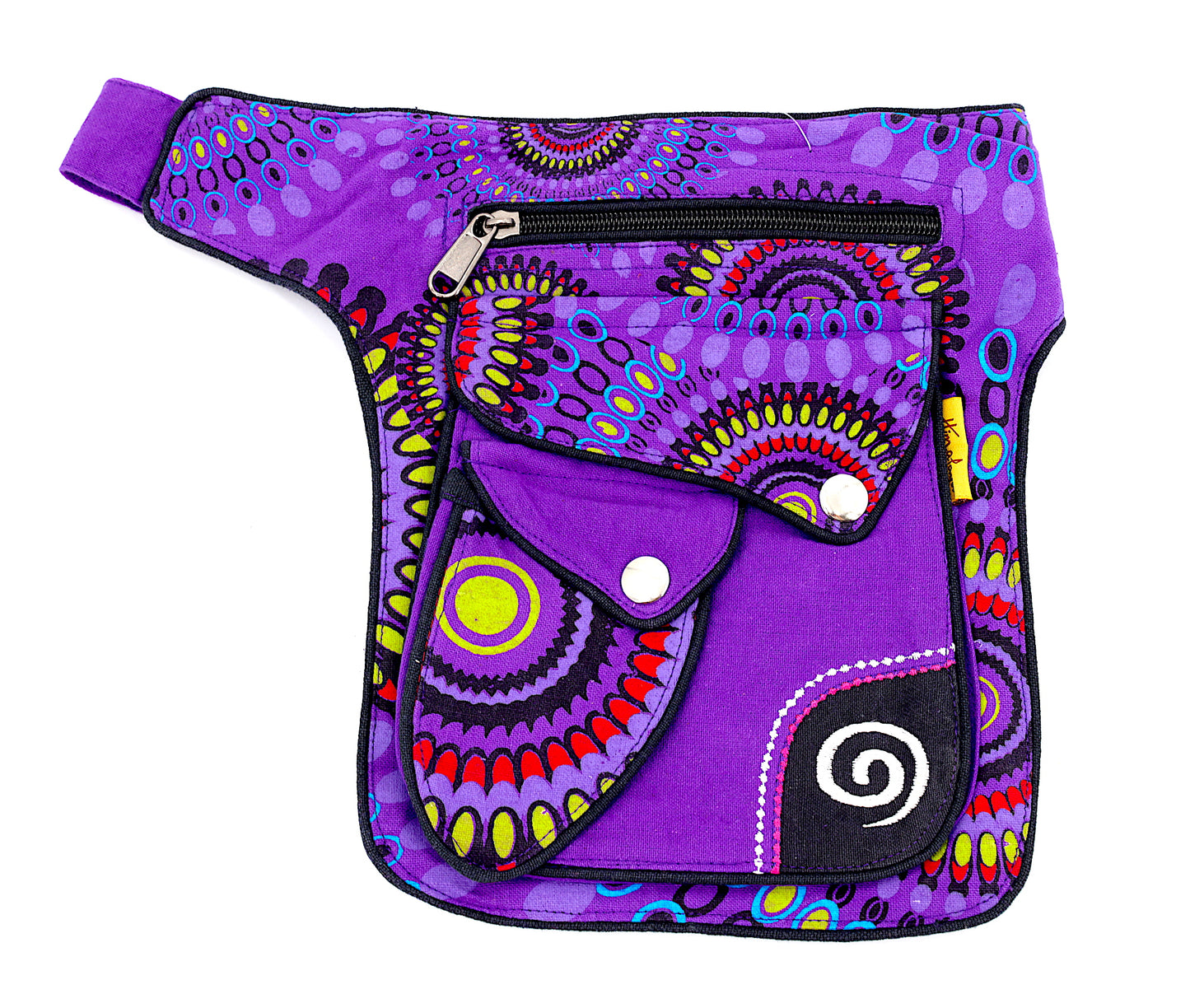 Cotton Colorful Swirl Hand Embroidered Fanny Pack