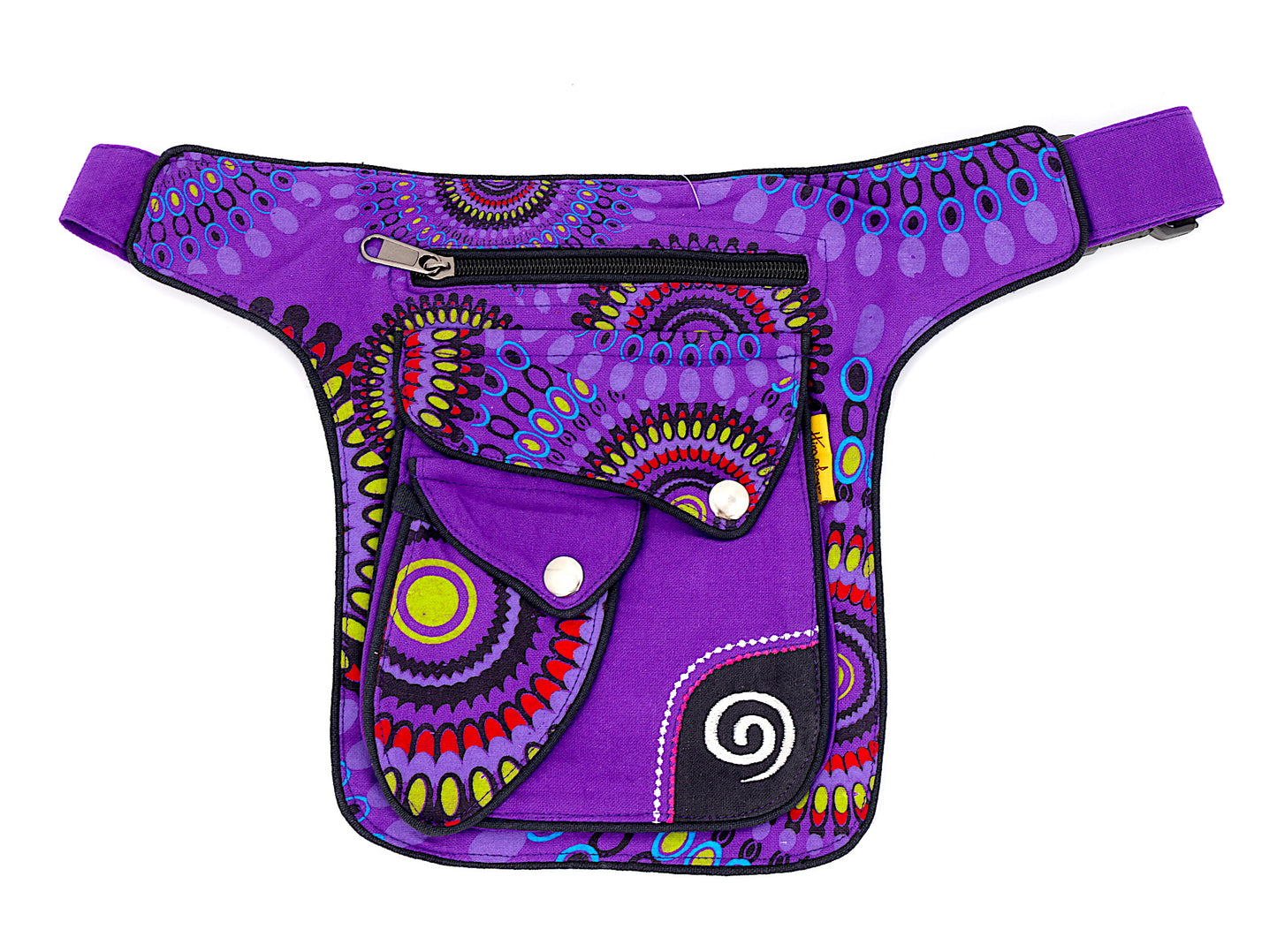 Cotton Colorful Swirl Hand Embroidered Fanny Pack