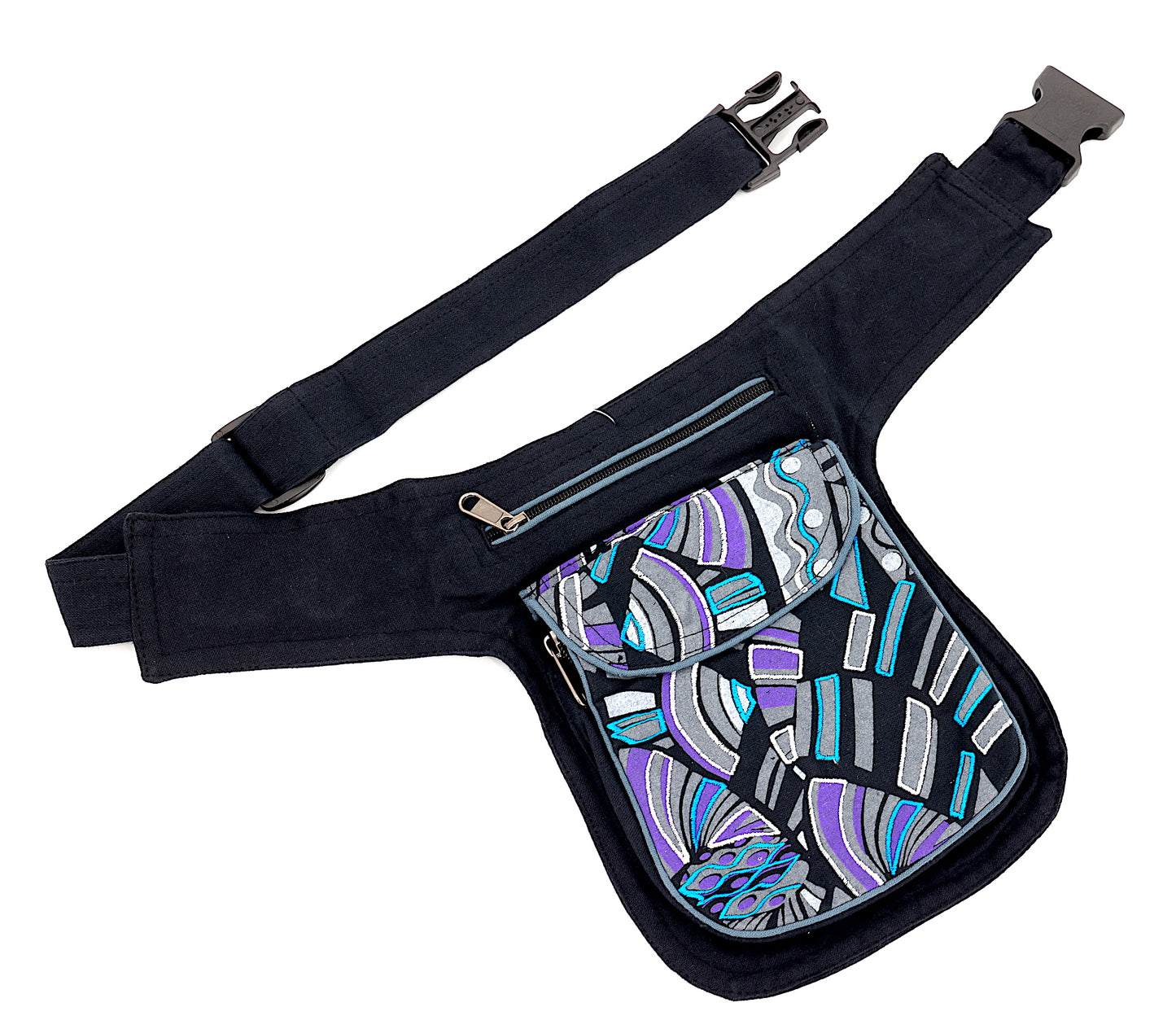 Cotton Crazy Pattern Hand Embroidered Fanny Pack