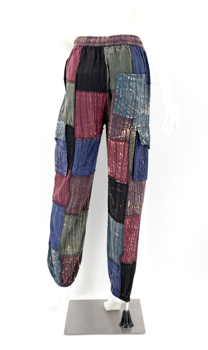 Floral Embroidered Patchwork Cargo Pants